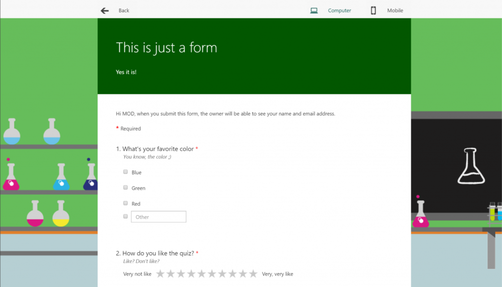 Microsoft Forms preview