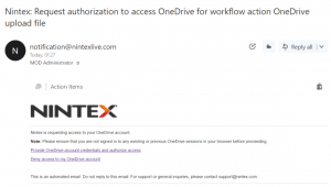 NIntex mail with OneDrive authorization