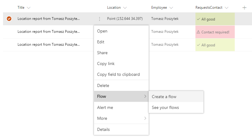 Flow intergation with SharePoint