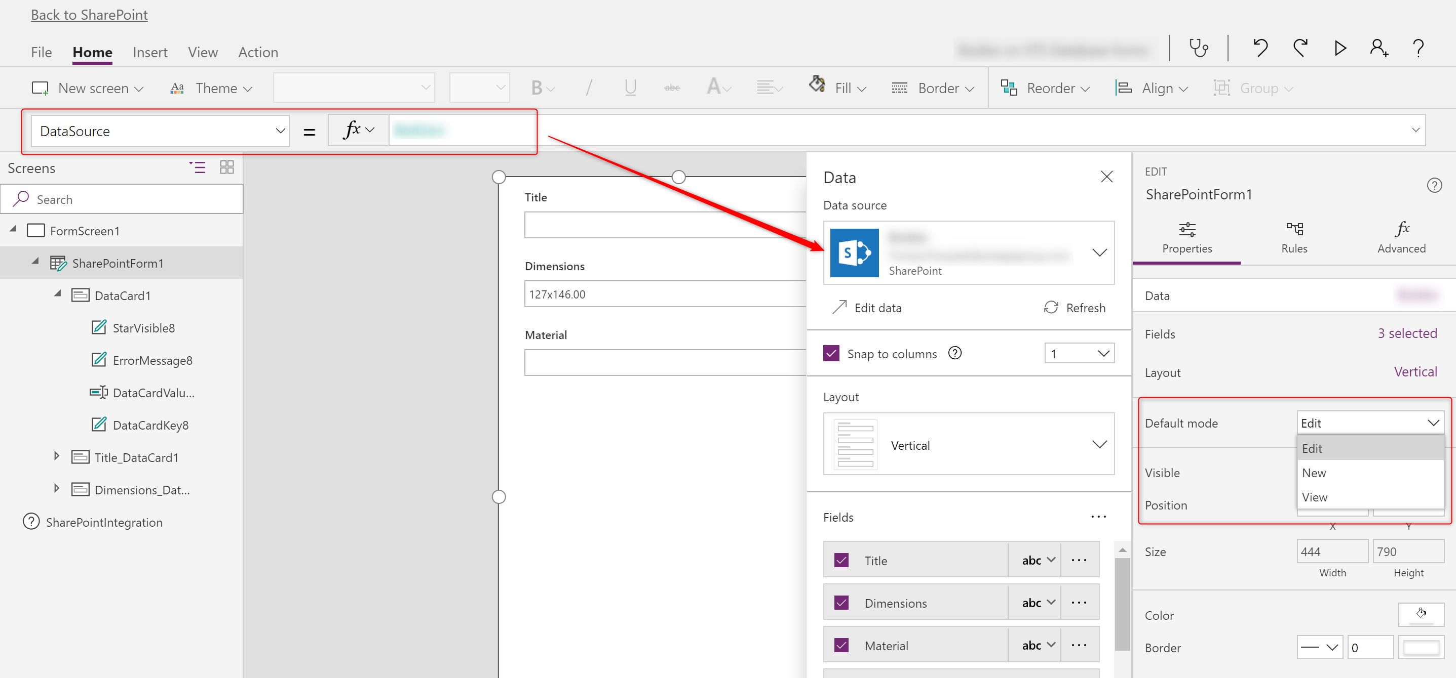 Adding SharePoint forms in PowerApps