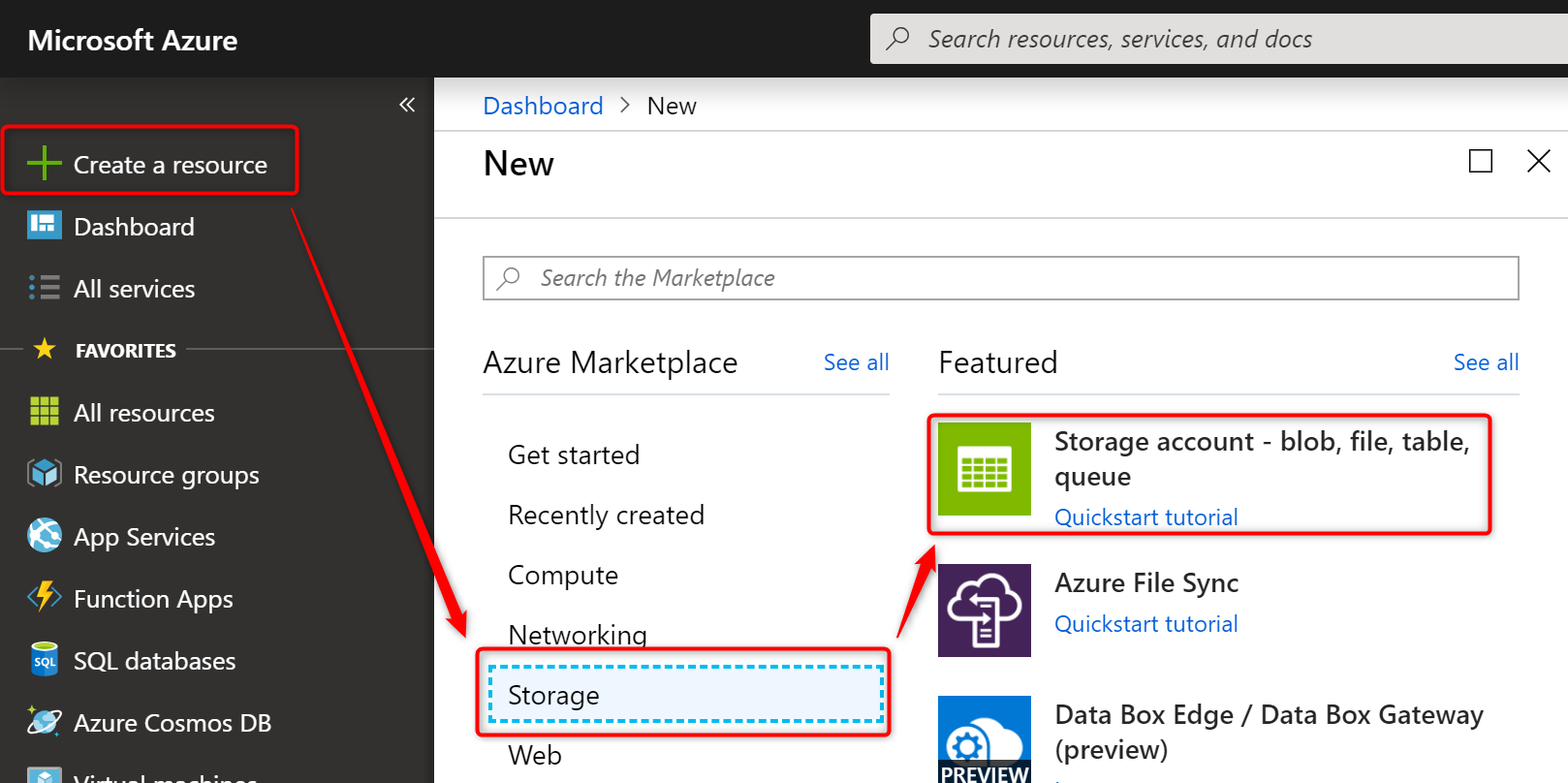 Creation of Storage account