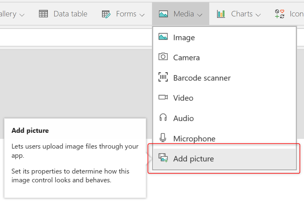"Add picture" control in PowerApps