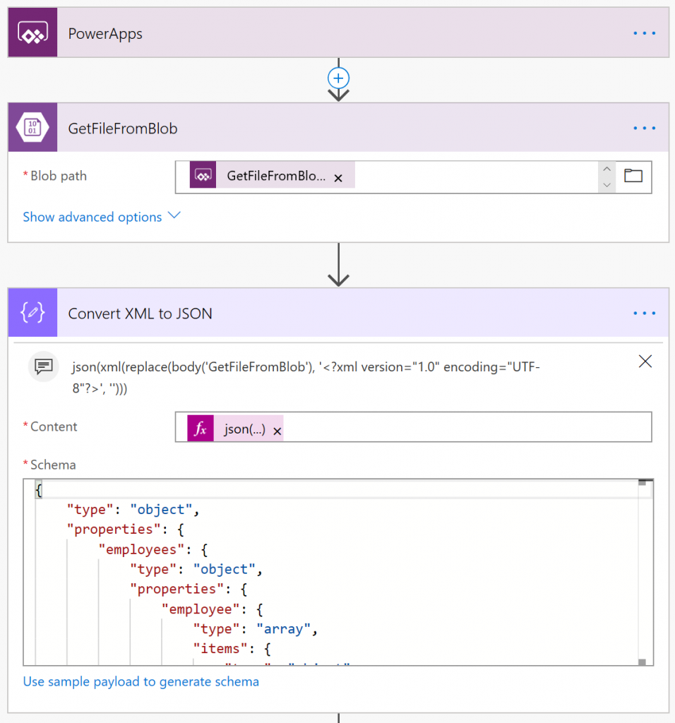 Getting file from Azure Blob Storage and converting its contents to JSON