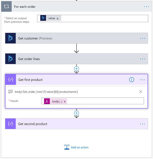 Microsoft Flow - getting customers and products for orders from Dynamics 365