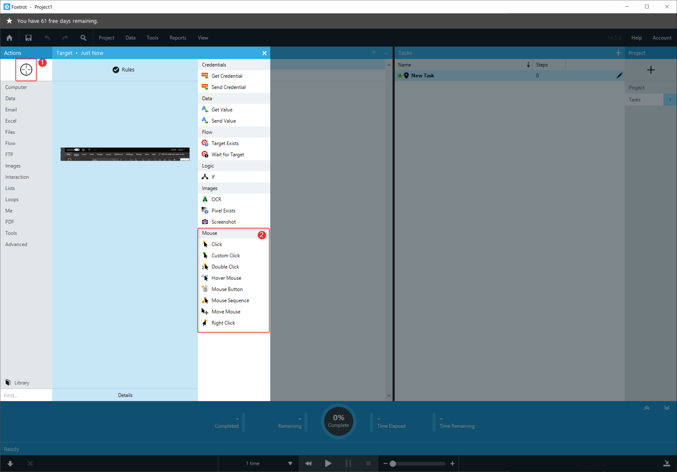 Nintex Foxtrot RPA bullseye functionality