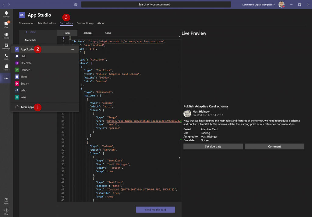 Adaptive Cards designer in Teams