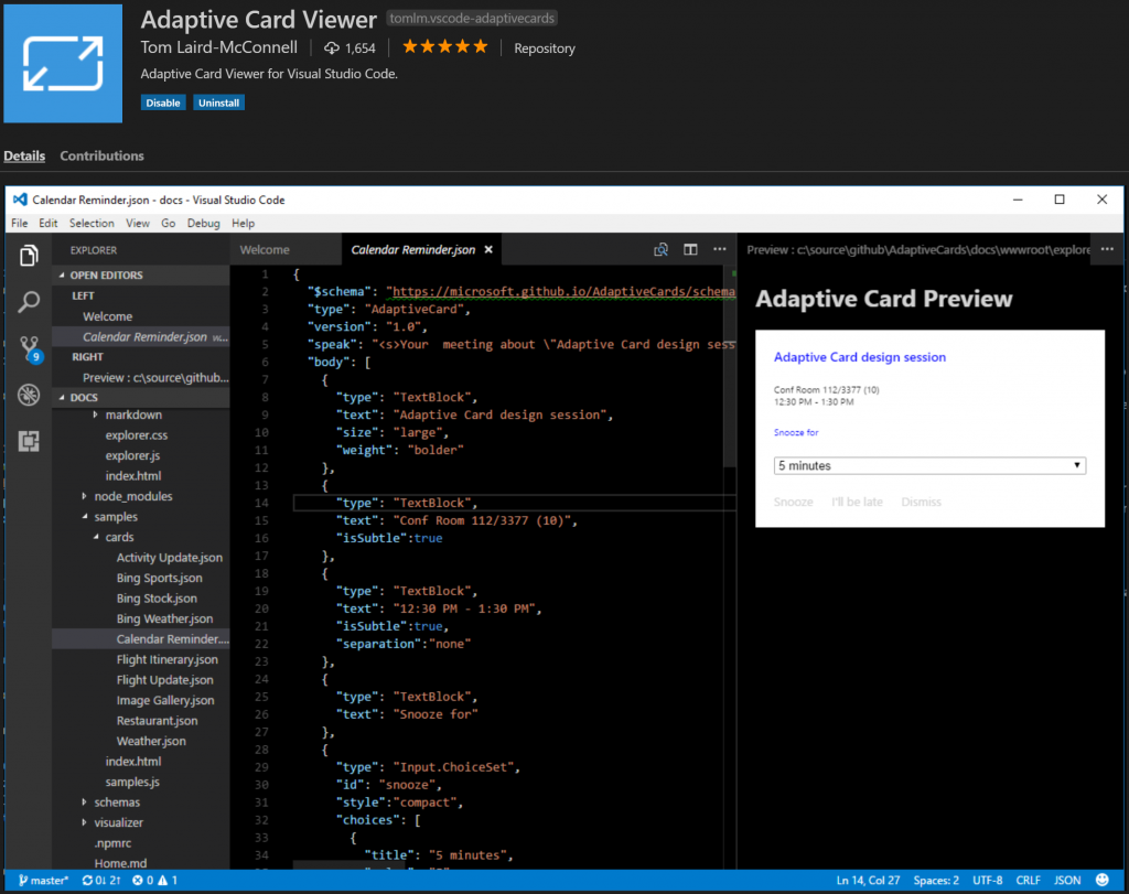 Adaptive Cards designer in Visual Studio Code