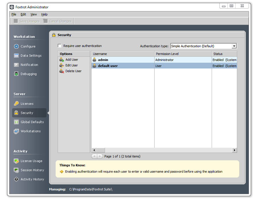 Nintex Foxtrot RPA Foxtrot Administration interface