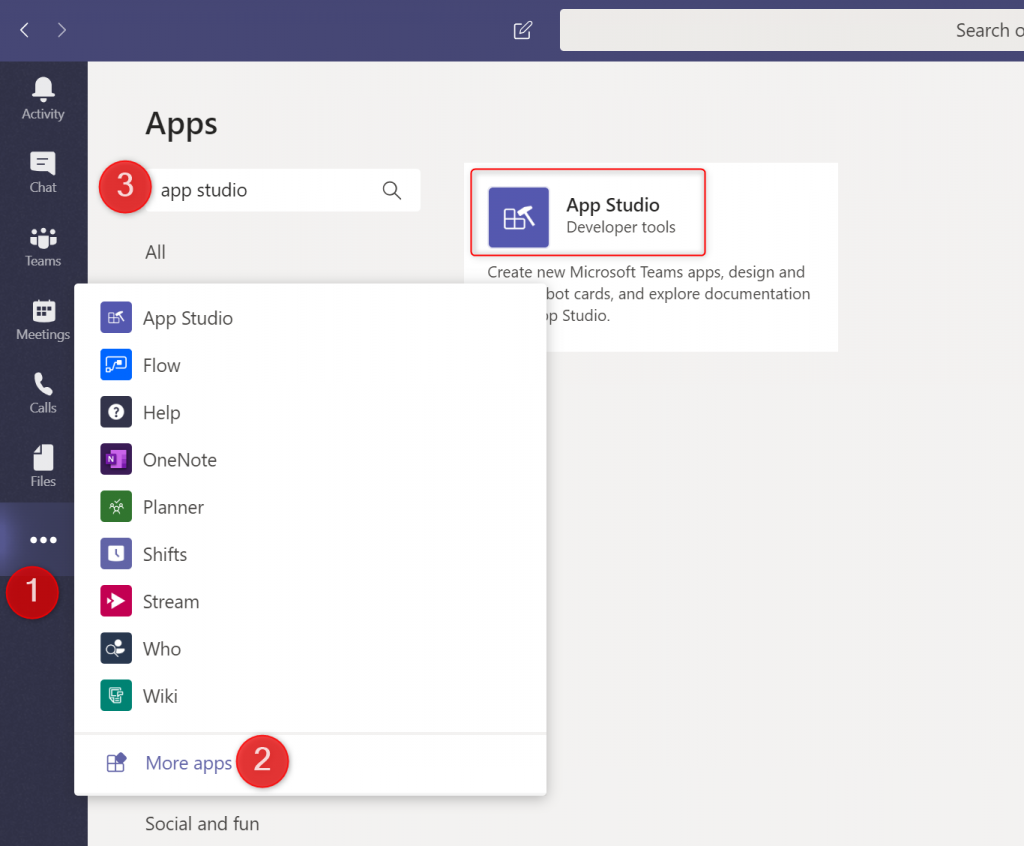 App Studio in Microsoft Teams