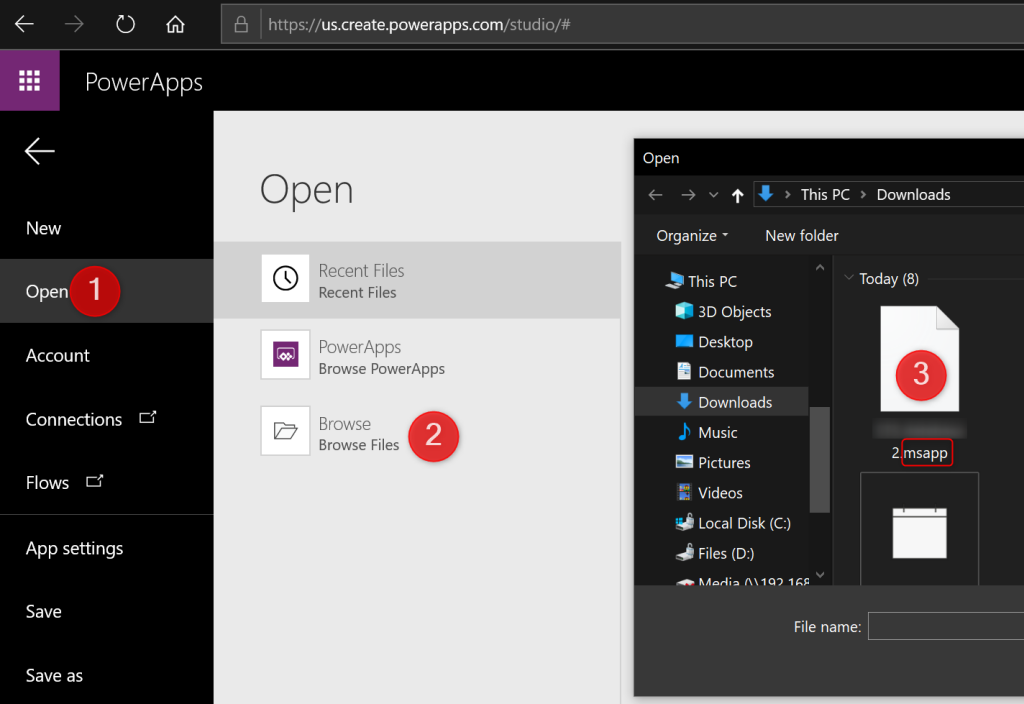 Opening local msapp file in PowerApps