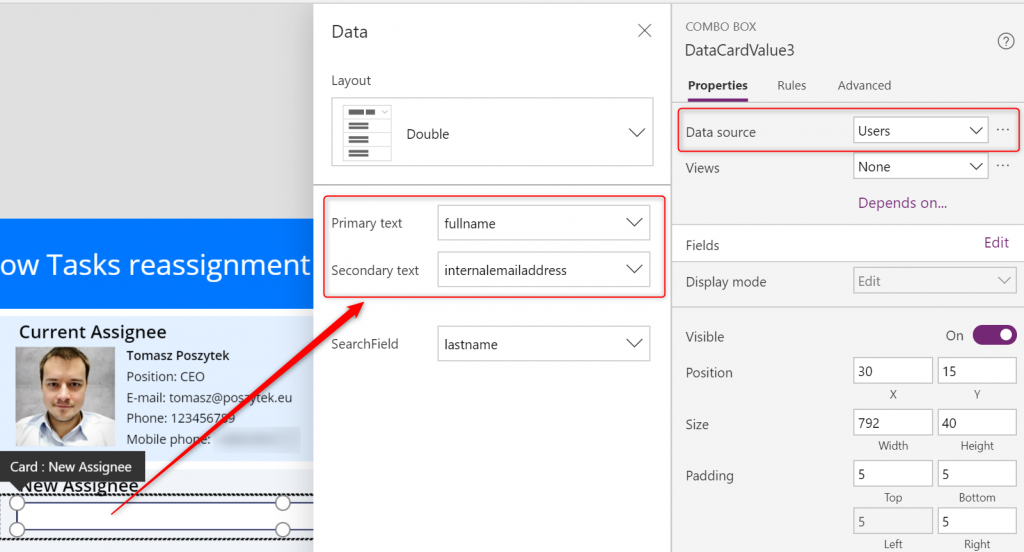 Combobox using User entity as datasource