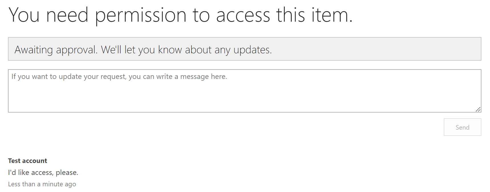 Requesting for access in SharePoint Online.
