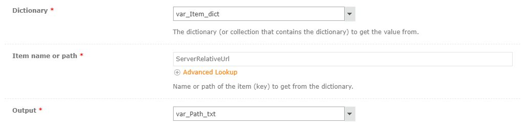 Get path/ filename from dictionary