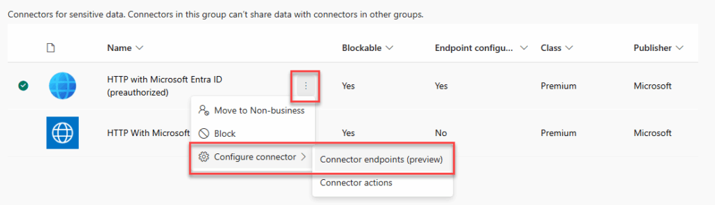 How to access HTTP with Entra ID preauthorized connector's endpoints configuration.